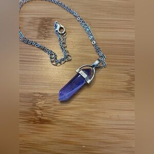 Amethyst Pendant Necklace 23” long NWOT
